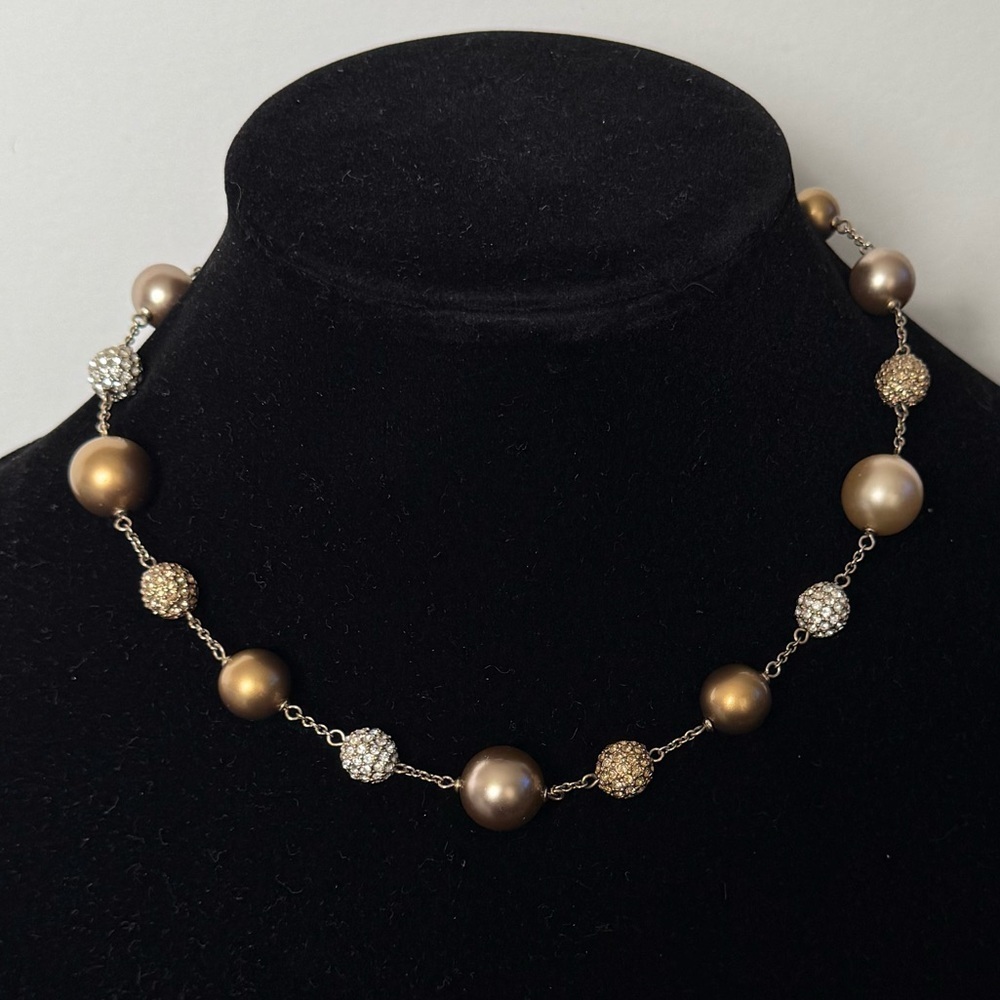 Y2K Carolee Gold-Tone Pearl & Crystal Bead Necklace